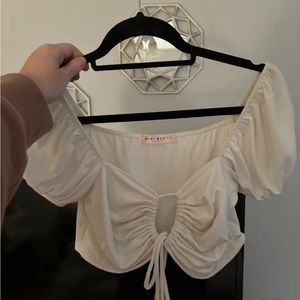 White tie front crop top